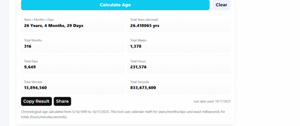 chronological age calculator